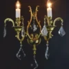 Casa Padrino Luxus Barock Kristall Doppel Wandleuchte Gold 40 x 28 x H. 54 cm - Barock Leuchten