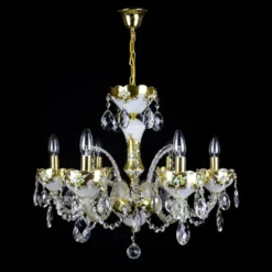 Casa Padrino Luxus Barock Kristall Kronleuchter Gold Ø 60 x H. 52 cm - Prunkvolle Messing Kronleuchter mit böhmischem Kristallglas - Barock Möbel - Edel & Prunkvoll