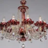 Casa Padrino Luxus Barock Kristall Kronleuchter Rot / Gold Ø 72 x H. 67 cm - Hotel & Restaurant Kronleuchter - Barock Leuchten - Edel & Prunkvoll