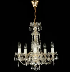 Casa Padrino Luxus Barock Kristall Kronleuchter Gold Ø 50 x H. 50 cm - Prunkvolle Messing Kronleuchter mit böhmischem Kristallglas - Barock Möbel - Edel & Prunkvoll
