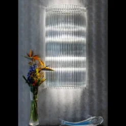 Casa Padrino Luxus Barock Kristall Wandleuchte Silber 60 x 18 x H. 120 cm - Prunkvolle Messing Wandleuchte mit böhmischem Kristallglas - Barock Möbel - Edel & Prunkvoll