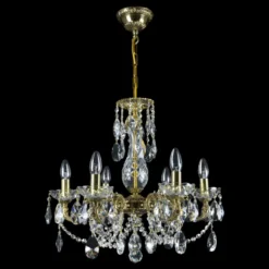 Casa Padrino Luxus Barock Kristall Kronleuchter Gold Ø 54 x H. 52 cm - Prunkvolle Messing Kronleuchter mit böhmischem Kristallglas - Barock Möbel - Edel & Prunkvoll