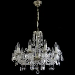 Casa Padrino Luxus Barock Kristall Kronleuchter Silber Ø 62 x H. 53 cm - Prunkvolle Messing Kronleuchter mit böhmischem Kristallglas - Barock Möbel - Edel & Prunkvoll