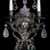 Casa Padrino Luxus Barock Kristall Doppel Wandleuchte Antik Bronze / Violett 30 x 22 x H. 52 cm - Prunkvolle Barockstil Wandlampe mit hochwertigem Amethyst Stein und Kristallglas - Made in Italy