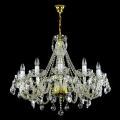 Casa Padrino Luxus Barock Kristall Kronleuchter Gold Ø 85 x H. 60 cm - Prunkvolle Messing Kronleuchter mit böhmischem Kristallglas - Barock Möbel - Edel & Prunkvoll