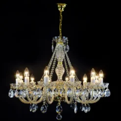 Casa Padrino Luxus Barock Kristall Kronleuchter Gold Ø 85 x H. 60 cm - Prunkvolle Messing Kronleuchter mit böhmischem Kristallglas - Barock Möbel - Edel & Prunkvoll