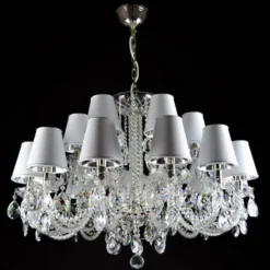 Casa Padrino Luxus Barock Kristall Kronleuchter Silber Ø 88 x H. 65 cm - Prunkvolle Messing Kronleuchter mit böhmischem Kristallglas - Barock Möbel - Edel & Prunkvoll