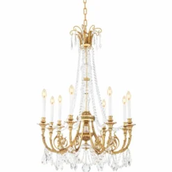 Casa Padrino Luxus Barock Kristall Kronleuchter Antik Gold Ø 80 x H. 116 cm - Luxus Qualität