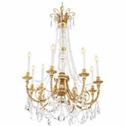 Casa Padrino Luxus Barock Kristall Kronleuchter Antik Gold Ø 80 x H. 116 cm - Luxus Qualität