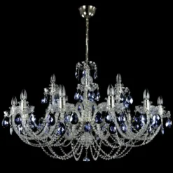 Casa Padrino Luxus Barock Kristall Kronleuchter Silber Ø 90 x H. 63 cm - Prunkvolle Messing Kronleuchter mit böhmischem Kristallglas - Barock Möbel - Edel & Prunkvoll