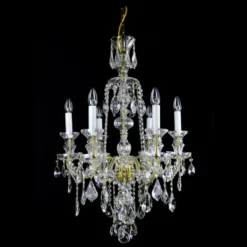 Casa Padrino Luxus Barock Kristall Kronleuchter Gold Ø 56 x H. 87 cm - Prunkvolle Messing Kronleuchter mit böhmischem Kristallglas - Barock Möbel - Edel & Prunkvoll