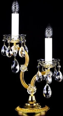 Casa Padrino Luxus Barock Kristall Tischleuchte Gold Ø 25 x H. 49 cm - Prunkvolle Schreibtischleuchte mit Böhmischem Kristallglas - Barock Kristall Leuchten