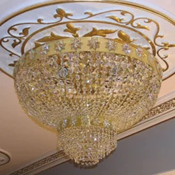 Casa Padrino Luxus Barock Kristallglas Deckenleuchte Gold Ø 80 cm