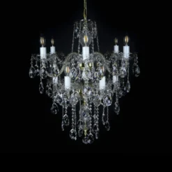 Casa Padrino Luxus Barock Kristall Kronleuchter Gold Ø 65 x H. 76 cm - Prunkvolle Messing Kronleuchter mit böhmischem Kristallglas - Barock Möbel - Edel & Prunkvoll