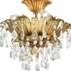 Casa Padrino Luxus Barock Kristall Deckenleuchte Gold Ø 30 x H. 26 cm - Barock Wohnzimmer Deckenleuchte - Barock Hotel Deckenleuchte - Barock Möbel