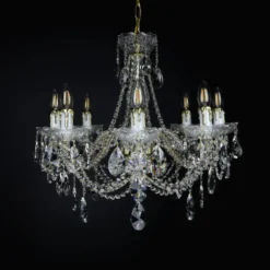 Casa Padrino Luxus Barock Kristall Kronleuchter Gold Ø 60 x H. 51 cm - Prunkvolle Messing Kronleuchter mit böhmischem Kristallglas - Barock Möbel - Edel & Prunkvoll