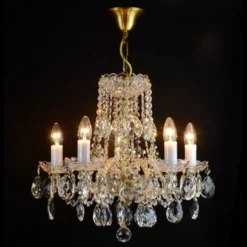 Casa Padrino Luxus Barock Kristall Kronleuchter Silber Ø 46 x H. 45 cm - Prunkvolle Messing Kronleuchter mit böhmischem Kristallglas - Barock Möbel - Edel & Prunkvoll