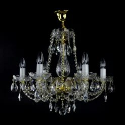 Casa Padrino Luxus Barock Kristall Kronleuchter Gold Ø 59 x H. 56 cm - Prunkvolle Messing Kronleuchter mit böhmischem Kristallglas - Barock Möbel - Edel & Prunkvoll