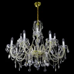 Casa Padrino Luxus Barock Kristall Kronleuchter Gold Ø 66 x H. 60 cm - Prunkvolle Messing Kronleuchter mit böhmischem Kristallglas - Barock Möbel - Edel & Prunkvoll