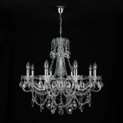 Casa Padrino Luxus Barock Kristall Kronleuchter Silber Ø 65 x H. 62 cm - Prunkvolle Messing Kronleuchter mit böhmischem Kristallglas - Barock Möbel - Edel & Prunkvoll