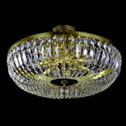 Casa Padrino Luxus Barock Kristall Deckenleuchte Gold Ø 60 x H. 19 cm - Prunkvolle Messing Deckenleuchte mit böhmischem Kristallglas - Barock Möbel - Edel & Prunkvoll