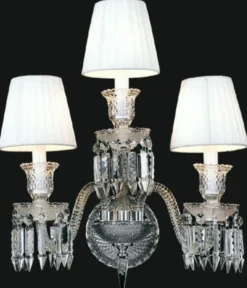 Casa Padrino Luxus Barock Kristallglas Wandleuchte Silber / Weiß 48 x H. 48 cm - Prunkvolle Wandlampe im Barockstil