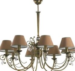 Casa Padrino Luxus Barock Kristall Kronleuchter Messing mit Patina / Braun Ø 90 cm