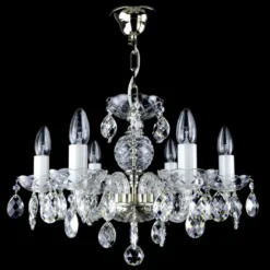 Casa Padrino Luxus Barock Kristall Kronleuchter Silber Ø 49 x H. 35 cm - Prunkvolle Messing Kronleuchter mit böhmischem Kristallglas - Barock Möbel - Edel & Prunkvoll