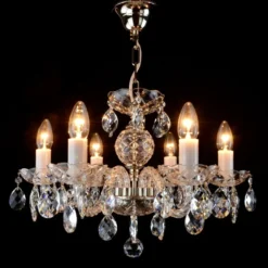 Casa Padrino Luxus Barock Kristall Kronleuchter Silber Ø 49 x H. 35 cm - Prunkvolle Messing Kronleuchter mit böhmischem Kristallglas - Barock Möbel - Edel & Prunkvoll