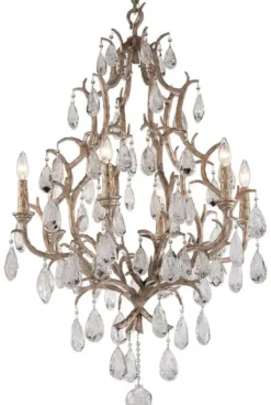 Casa Padrino Luxus Barock Kronleuchter Bronze Ø 71 x H. 110,5 cm - Handgefertigter Schmiedeeisen Kronleuchter mit edlen venezianischem Kristallglas Behängen in Tropfenform