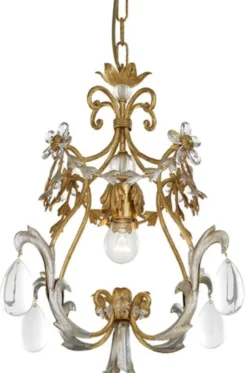 Casa Padrino Luxus Barock Kronleuchter Antik Gold / Antik Silber Ø 40 x H. 45 cm - Prunkvoller Wohnzimmer Kronleuchter im Barockstil - Barockstil Hotel Kronleuchter - Luxus Qualität - Made in Italy