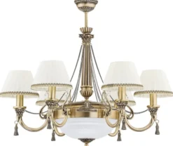 Casa Padrino Luxus Barock Kronleuchter Messing mit Patina / Weiß Ø 85 cm
