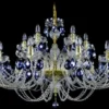 Casa Padrino Luxus Barock Kronleuchter Gold / Blau Ø 107 x H. 70 cm - Prunkvoller Barockstil Kronleuchter mit böhmischen Kristallglas - Edel & Prunkvoll