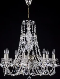 Casa Padrino Luxus Barock Kronleuchter Silber Ø 63 x H. 64 cm - Prunkvoller Kronleuchter mit Böhmischem Kristallglas - Edel & Prunkvoll