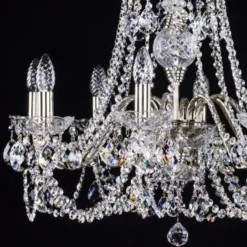 Casa Padrino Luxus Barock Kronleuchter Silber Ø 63 x H. 64 cm - Prunkvoller Kronleuchter mit Böhmischem Kristallglas - Edel & Prunkvoll