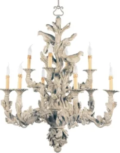 Casa Padrino Luxus Barock Kronleuchter mit dekorativen Tauben Antik Grau Ø 87 x H. 107 cm - Prunkvoller Barockstil Wohnzimmer Kronleuchter - Edel & Prunkvoll - Luxus Qualität - Made in Italy