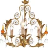 Casa Padrino Luxus Barock Kronleuchter Gold / Orange / Gelb Ø 39 x H. 50 cm - Prunkvoller Kronleuchter mit Murano Glas - Luxus Qualität
