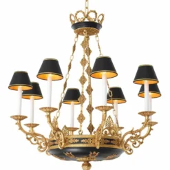 Casa Padrino Luxus Barock Kronleuchter Antik Gold / Schwarz Ø 97 x H. 99 cm - Luxus Qualität