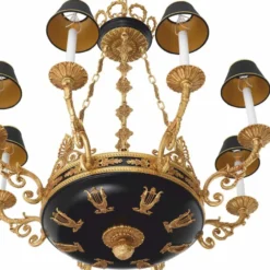 Casa Padrino Luxus Barock Kronleuchter Antik Gold / Schwarz Ø 97 x H. 99 cm - Luxus Qualität