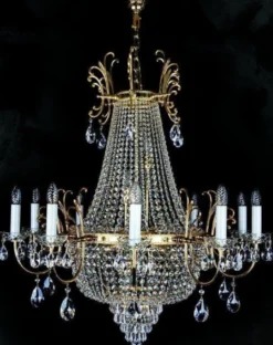 Casa Padrino Luxus Barock Kronleuchter Gold Ø 100 x H. 105 cm - Prunkvoller Messing Kronleuchter mit Böhmischem Kristallglas - Edel & Prunkvoll