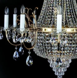 Casa Padrino Luxus Barock Kronleuchter Gold Ø 100 x H. 105 cm - Prunkvoller Messing Kronleuchter mit Böhmischem Kristallglas - Edel & Prunkvoll