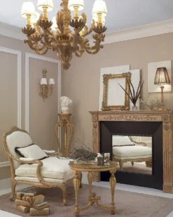 Casa Padrino Luxus Barock Kronleuchter Naturfarben / Braun / Creme Ø 79 x H. 82 cm - Prunkvoller Barockstil Wohnzimmer Kronleuchter - Edel & Prunkvoll - Luxus Qualität - Made in Italy