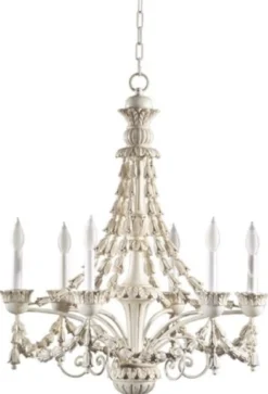 Casa Padrino Luxus Barock Kronleuchter Weiß / Beige Ø 63 x H. 82 cm