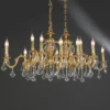 Casa Padrino Luxus Barock Kronleuchter Gold Ø 100 x H. 45 cm - Prunkvoller 12-flammiger Messing Kronleuchter - Barockstil Möbel