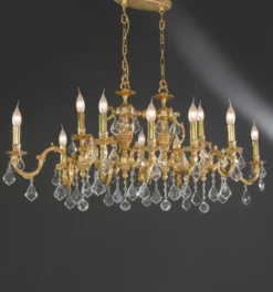 Casa Padrino Luxus Barock Kronleuchter Gold Ø 100 x H. 45 cm - Prunkvoller 12-flammiger Messing Kronleuchter - Barockstil Möbel