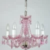 Casa Padrino Luxus Barock Kronleuchter Rosa / Silber Ø 45 x H. 38 cm - Prunkvoller Barockstil Kronleuchter mit böhmischen Kristallglas - Edel & Prunkvoll