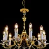Casa Padrino Luxus Barock Kronleuchter Gold Ø 60 x H. 61 cm - Prunkvoller Messing Kronleuchter mit Böhmischem Kristallglas - Edel & Prunkvoll