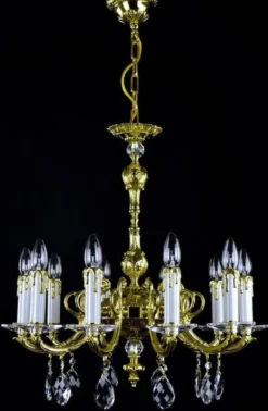 Casa Padrino Luxus Barock Kronleuchter Gold Ø 60 x H. 61 cm - Prunkvoller Messing Kronleuchter mit Böhmischem Kristallglas - Edel & Prunkvoll