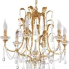 Casa Padrino Luxus Barock Kronleuchter mit edlem Murano Glas Gold mit Patina Ø 61 x H. 60 cm - Prunkvoller Wohnzimmer Kronleuchter im Barockstil - Luxus Qualität - Made in Italy