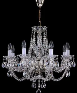 Casa Padrino Luxus Barock Kronleuchter Silber Ø 61 x H. 57 cm - Prunkvoller Messing Kronleuchter mit Böhmischem Kristallglas - Edel & Prunkvoll